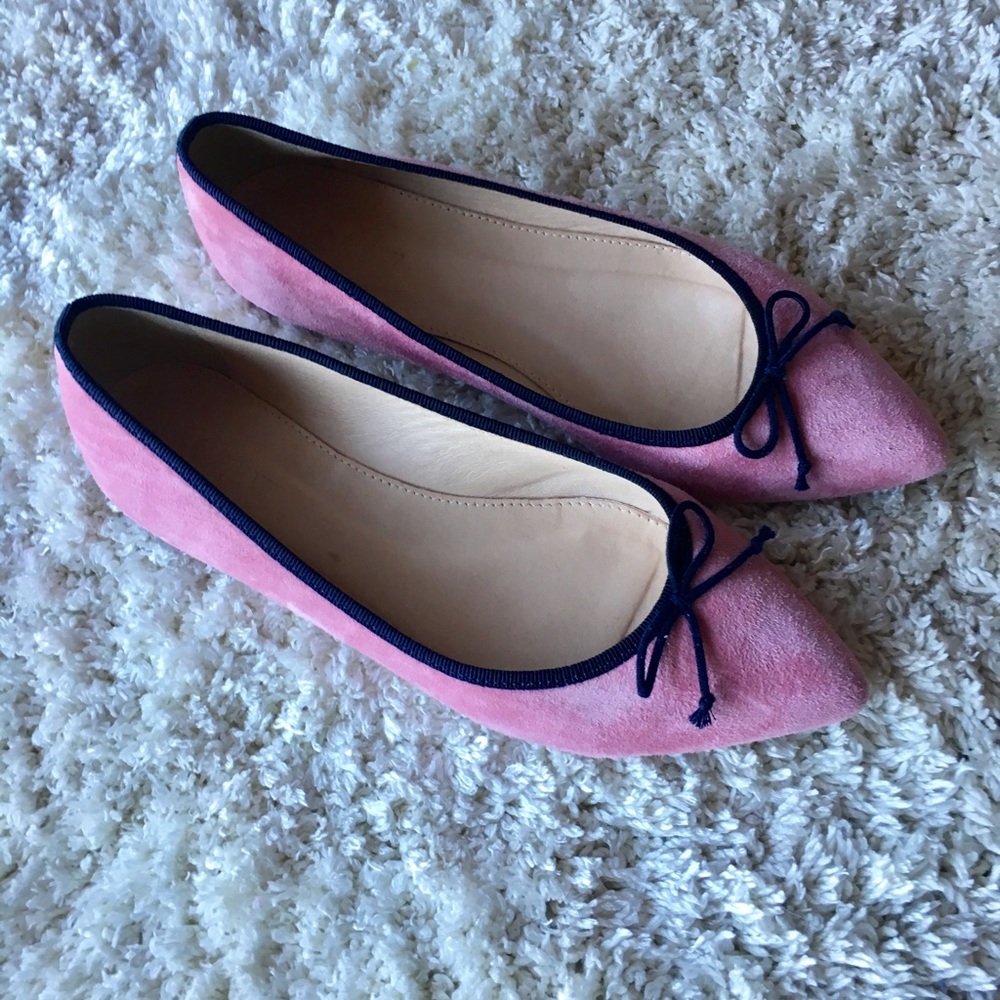 J.Crew Pink Suede Pointy Toe Flats